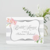 Elegantes Silver Stripes Brautparty Einladung (Stehend Vorderseite)