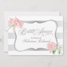 Elegantes Silver Stripes Brautparty Einladung