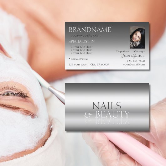 Elegantes Silver Stylish Mirror Schriftart Chic mi Visitenkarte