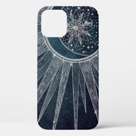 Elegantes Silver Sun Moon Doodle Mandala Blue Desi Case-Mate iPhone Hülle