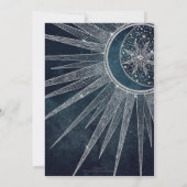 Elegantes Silver Sun Moon Doodle Mandala Blue Desi Einladung (Rückseite)