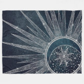 Elegantes Silver Sun Moon Doodle Mandala Blue Desi Fleecedecke (Vorderseite (Horizontal))