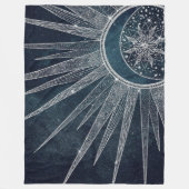 Elegantes Silver Sun Moon Doodle Mandala Blue Desi Fleecedecke (Vorderseite)