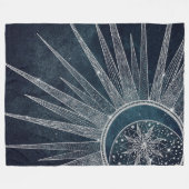 Elegantes Silver Sun Moon Doodle Mandala Blue Desi Fleecedecke (Vorderseite (Horizontal))