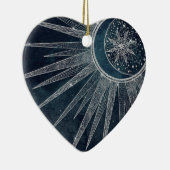 Elegantes Silver Sun Moon Doodle Mandala Blue Desi Keramik Ornament (Rechts)