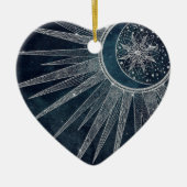 Elegantes Silver Sun Moon Doodle Mandala Blue Desi Keramik Ornament (Vorne)