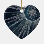 Elegantes Silver Sun Moon Doodle Mandala Blue Desi Keramik Ornament (Hinten)