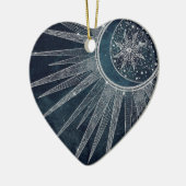 Elegantes Silver Sun Moon Doodle Mandala Blue Desi Keramik Ornament (Links)