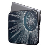 Elegantes Silver Sun Moon Doodle Mandala Blue Desi Laptopschutzhülle (Vorderseite Links)