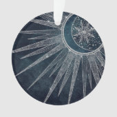 Elegantes Silver Sun Moon Doodle Mandala Blue Desi Ornament (Vorderseite)