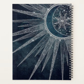 Elegantes Silver Sun Moon Doodle Mandala Blue Desi Planer (Rückseite)