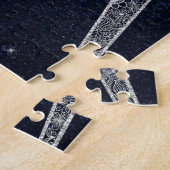 Elegantes Silver Sun Moon Doodle Mandala Blue Desi Puzzle (Seite)