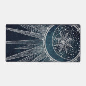 Elegantes Silver Sun Moon Doodle Mandala Blue Desi Schreibtischunterlage (Vorderseite)