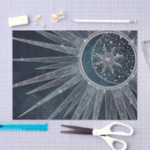 Elegantes Silver Sun Moon Doodle Mandala Blue Desi Seidenpapier (Handwerk)