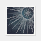 Elegantes Silver Sun Moon Doodle Mandala Blue Desi Serviette (Vorderseite)