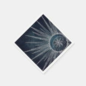 Elegantes Silver Sun Moon Doodle Mandala Blue Desi Serviette (Ecke)