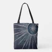 Elegantes Silver Sun Moon Doodle Mandala Blue Desi Tasche (Rückseite)