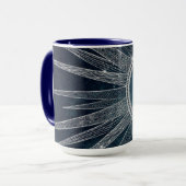 Elegantes Silver Sun Moon Doodle Mandala Blue Desi Tasse (Vorderseite Links)