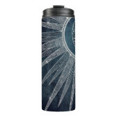 Elegantes Silver Sun Moon Doodle Mandala Blue Desi Thermosbecher (Vorderseite)