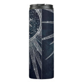 Elegantes Silver Sun Moon Doodle Mandala Blue Desi Thermosbecher (Rückseite)