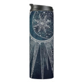 Elegantes Silver Sun Moon Doodle Mandala Blue Desi Thermosbecher (Nach rechts gedreht)