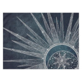 Elegantes Silver Sun Moon Doodle Mandala Blue Desi Tischdecke (Vorderseite (Horizontal))