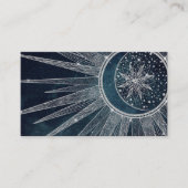 Elegantes Silver Sun Moon Doodle Mandala Blue Desi Visitenkarte (Vorderseite)