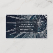 Elegantes Silver Sun Moon Doodle Mandala Blue Desi Visitenkarte (Rückseite)