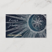 Elegantes Silver Sun Moon Doodle Mandala Blue Desi Visitenkarte (Vorderseite)