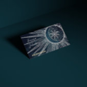 Elegantes Silver Sun Moon Doodle Mandala Blue Desi Visitenkarte