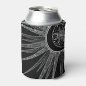 Elegantes Silver Sun Moon Mandala Black Design Dosenkühler (Kanne Vorderseite)
