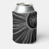 Elegantes Silver Sun Moon Mandala Black Design Dosenkühler (Kanne Rückseite)