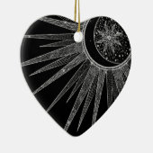 Elegantes Silver Sun Moon Mandala Black Design Keramik Ornament (Rechts)