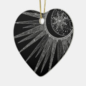 Elegantes Silver Sun Moon Mandala Black Design Keramik Ornament (Links)