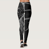Elegantes Silver Sun Moon Mandala Black Design Leggings (Rückseite)