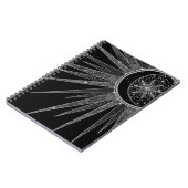 Elegantes Silver Sun Moon Mandala Black Design Notizblock (Linke Seite)