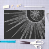 Elegantes Silver Sun Moon Mandala Black Design Seidenpapier (Handwerk)