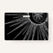 Elegantes Silver Sun Moon Mandala Schwarzes Design Ausweis (Rückseite)