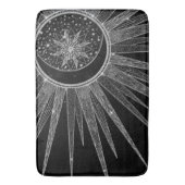 Elegantes Silver Sun Moon Mandala Schwarzes Design Badematte (Vorderseite Vertikal)