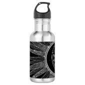 Elegantes Silver Sun Moon Mandala Schwarzes Design Edelstahlflasche (Vorderseite)