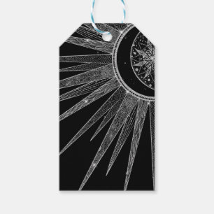 Elegantes Silver Sun Moon Mandala Schwarzes Design Geschenkanhänger