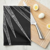 Elegantes Silver Sun Moon Mandala Schwarzes Design Geschirrtuch (Viertel Falte)