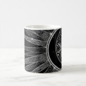 Elegantes Silver Sun Moon Mandala Schwarzes Design Kaffeetasse (Mittel)