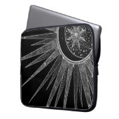 Elegantes Silver Sun Moon Mandala Schwarzes Design Laptopschutzhülle (Vorderseite Links)