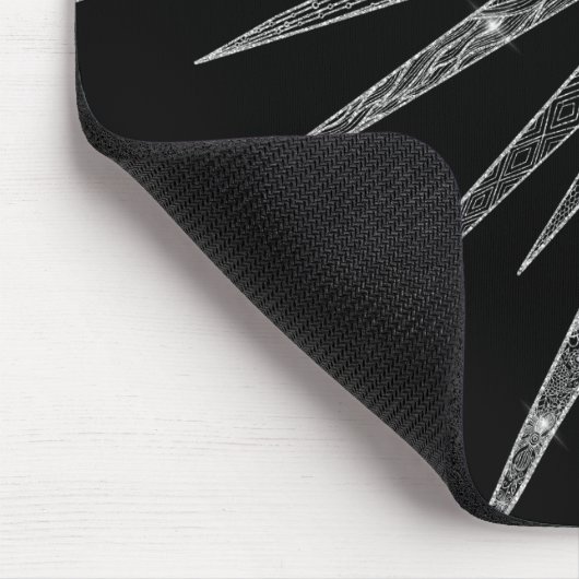 Elegantes Silver Sun Moon Mandala Schwarzes Design Mousepad (Ecke)