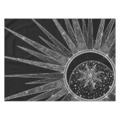 Elegantes Silver Sun Moon Mandala Schwarzes Design Tischdecke (Vorderseite (Horizontal))