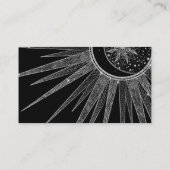 Elegantes Silver Sun Moon Mandala Schwarzes Design Visitenkarte (Rückseite)