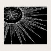 Elegantes Silver Sun Moon Mandala Schwarzes Design Visitenkarten (Außenseite Aufgefaltet)