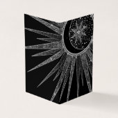 Elegantes Silver Sun Moon Mandala Schwarzes Design Visitenkarten (Vorderseite)