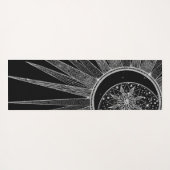 Elegantes Silver Sun Moon Mandala Schwarzes Design Yogamatte (Rückseite (Horizontal))